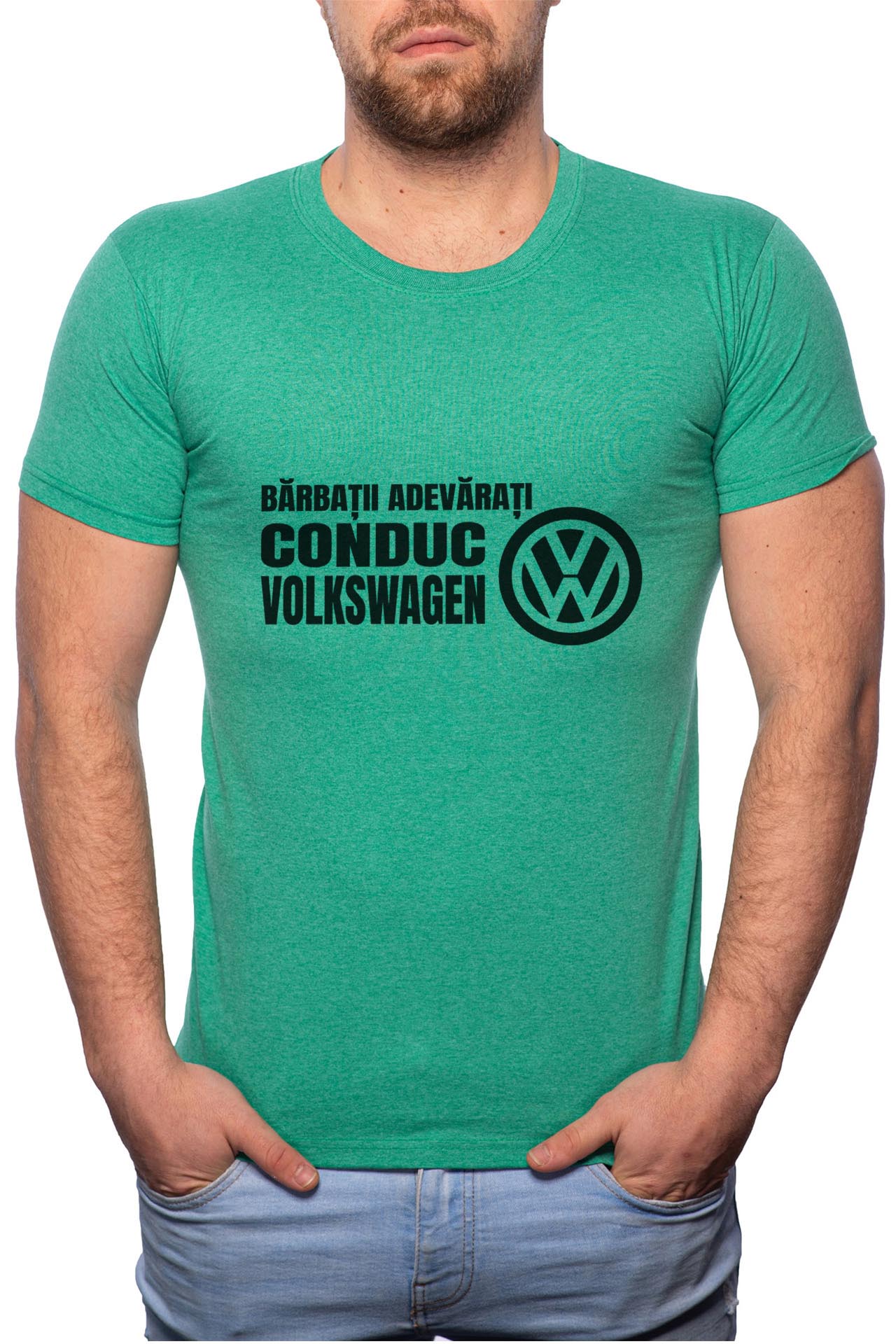 Tricou barbati, Conduc Volkswagen, 100% Bumbac, G66, Verde