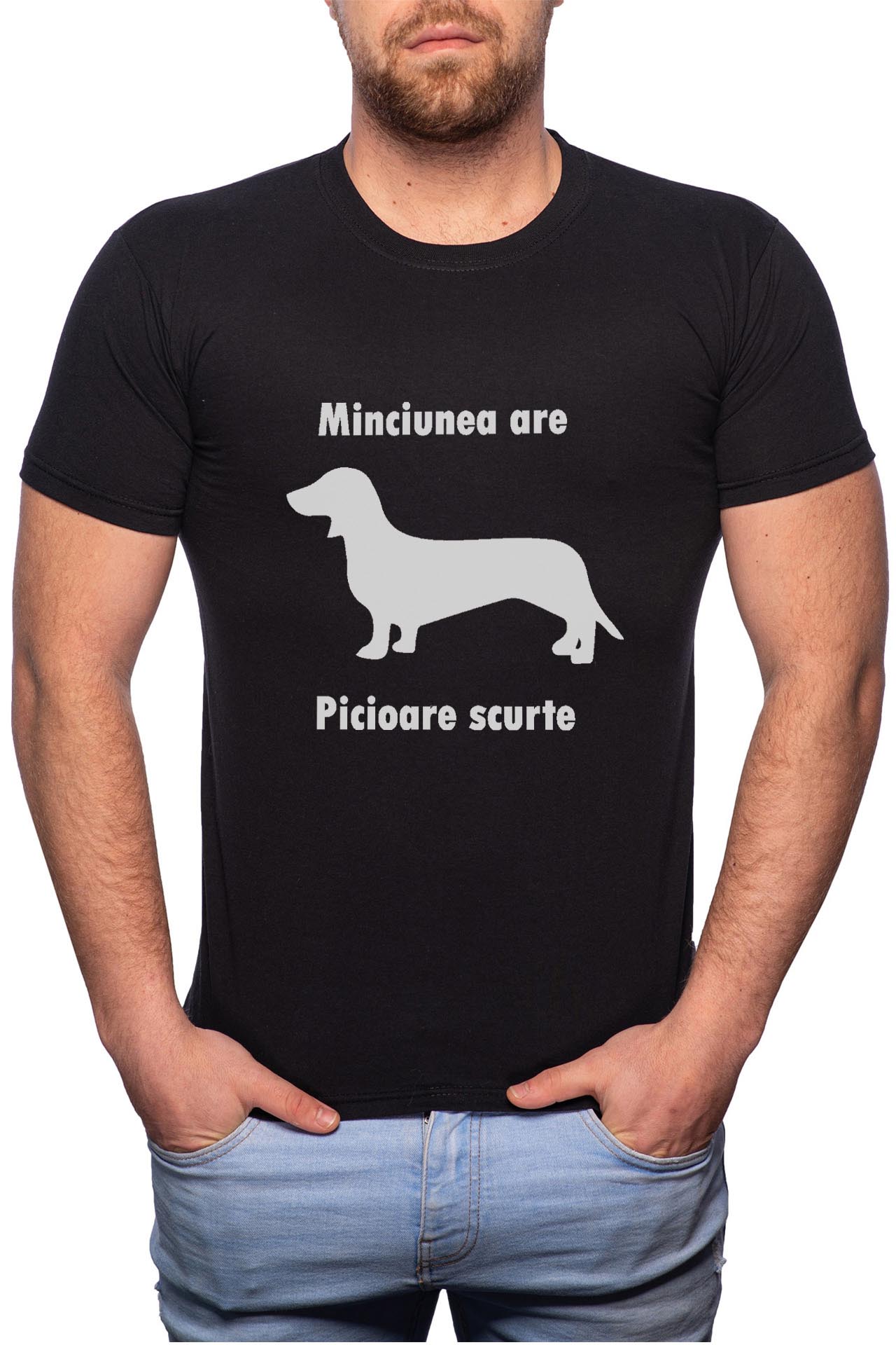 Tricou barbati, Picoare Scurte, 100% Bumbac, B73, Negru