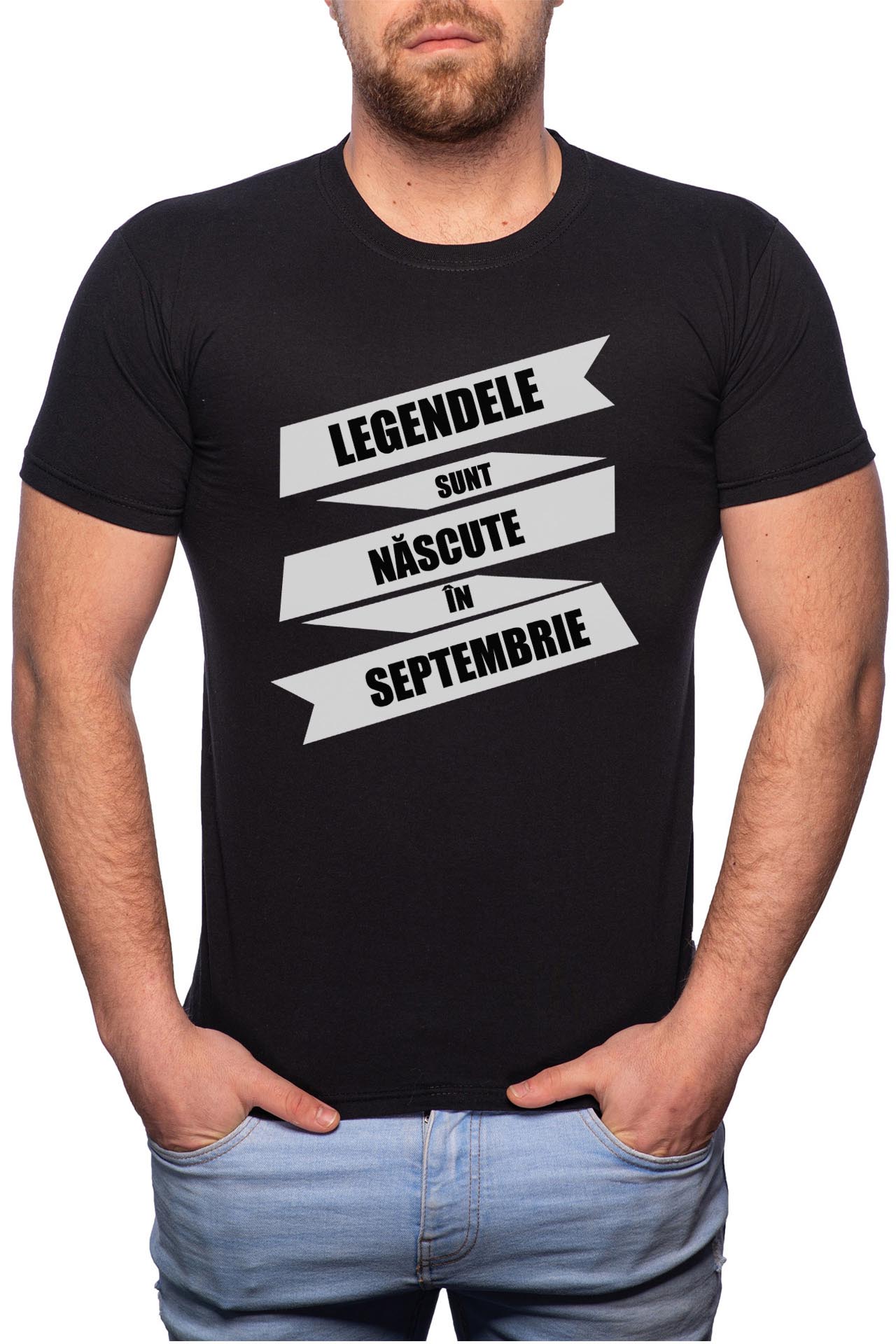 Tricou barbati, Nascute In Septembire, 100% Bumbac, B83, Negru