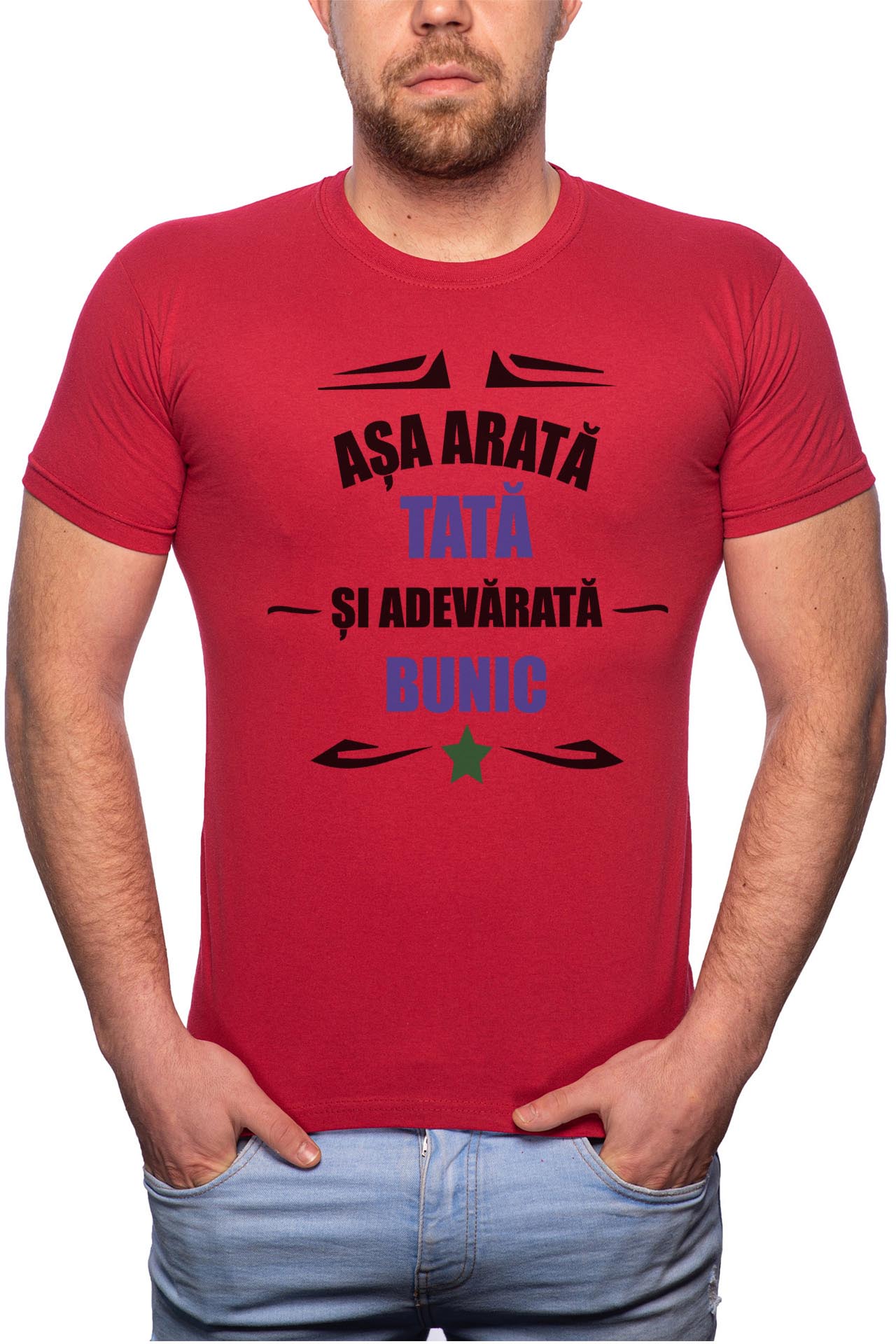 Tricou barbati, Bunic, 100% Bumbac, R79, Rosu Bordeaux