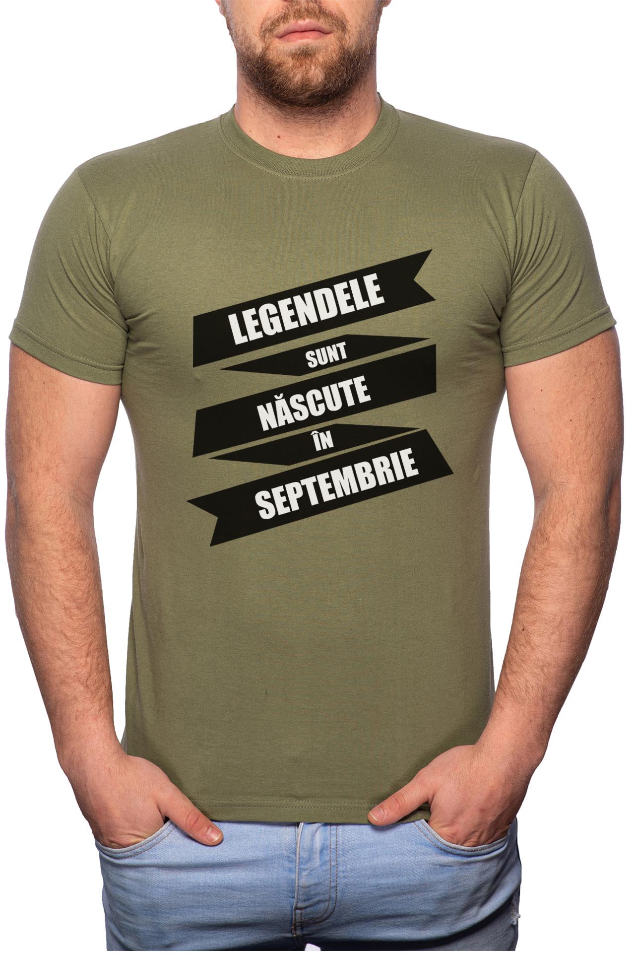Tricou barbati, Nascute In Septembire, 100% Bumbac, GM83, Verde militar