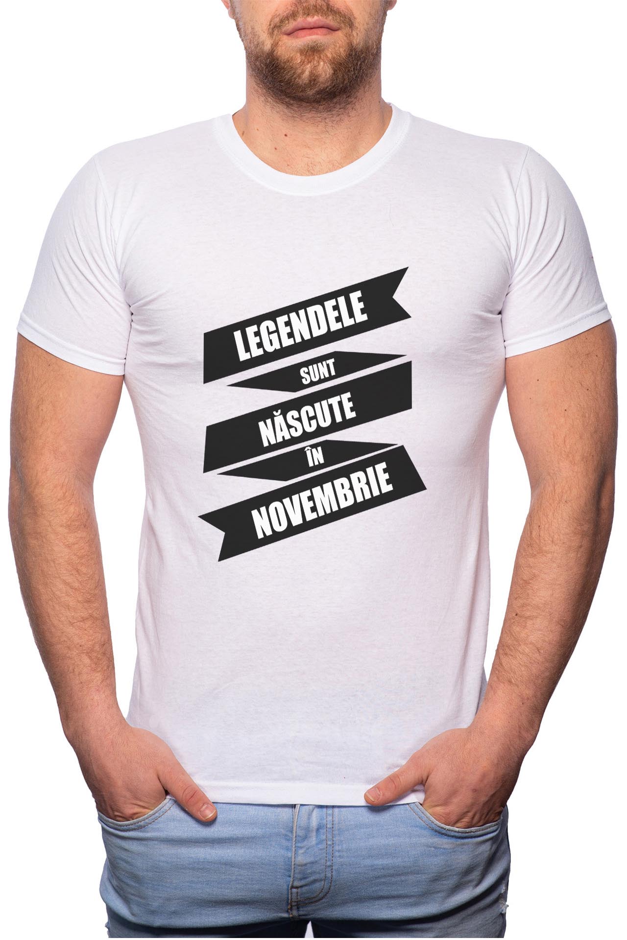 Tricou barbati, Nascute In Noiembrie, 100% Bumbac, W85, Alb