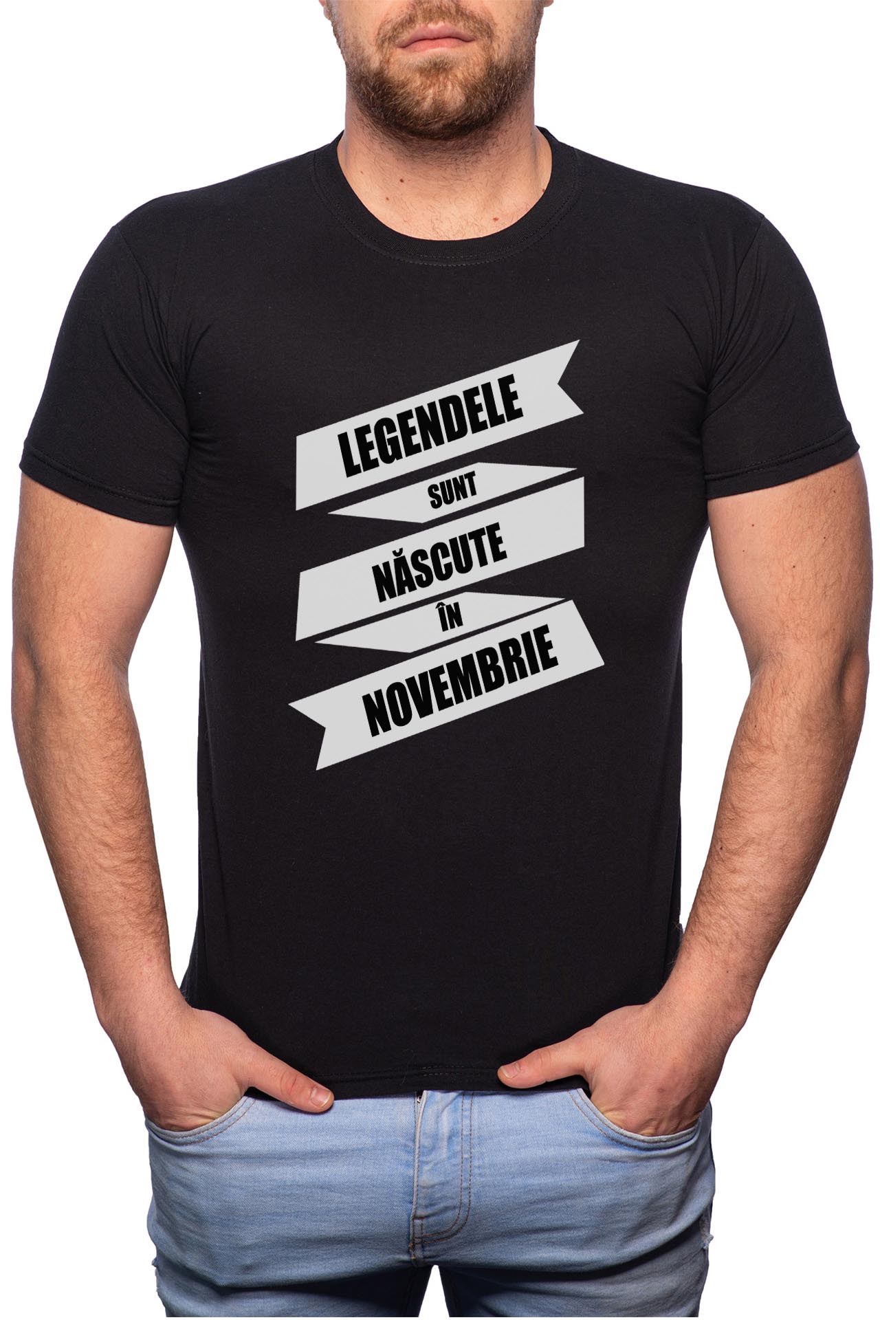 Tricou barbati, Nascute In Noiembrie, 100% Bumbac, B85, Negru