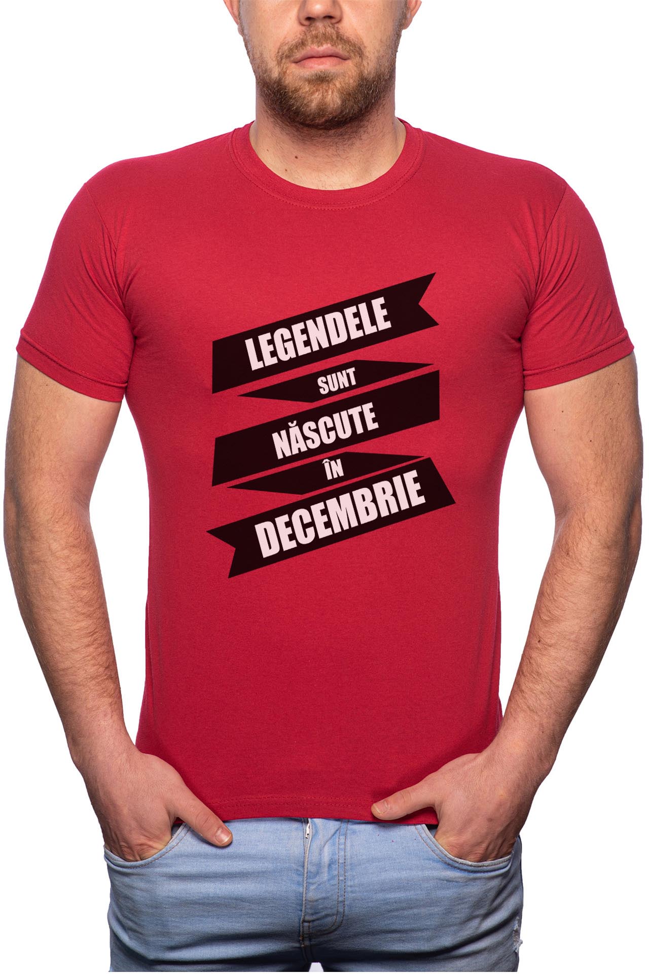 Tricou barbati, Nascute In Decembrie, 100% Bumbac, R86, Rosu Bordeaux
