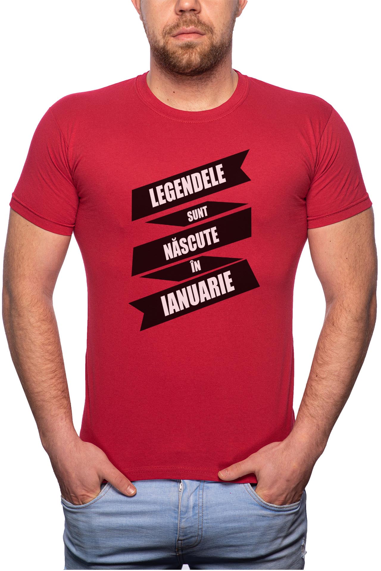 Tricou barbati, Nascute In Ianuarie, 100% Bumbac, R87, Rosu Bordeaux
