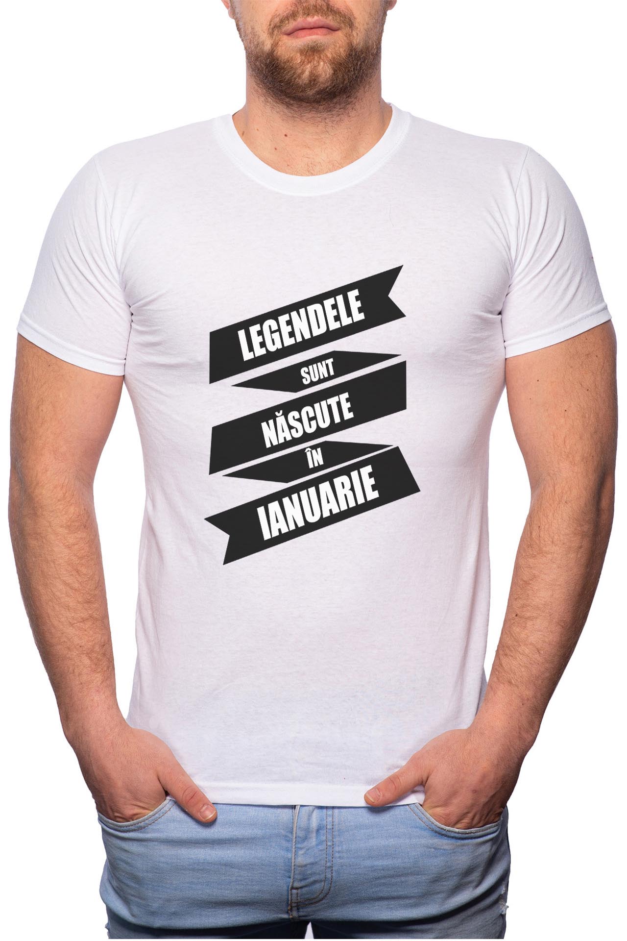 Tricou barbati, Nascute In Ianuarie, 100% Bumbac, W87, Alb