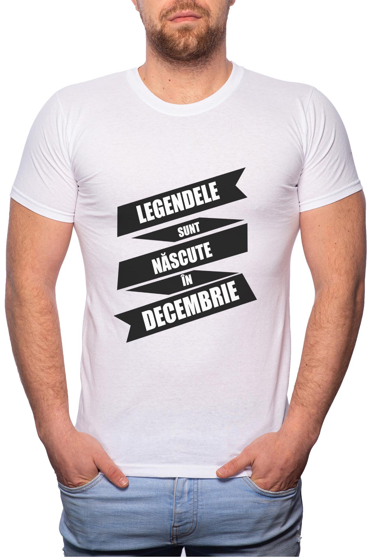 Tricou barbati, Nascute In Decembrie, 100% Bumbac, W86, Alb