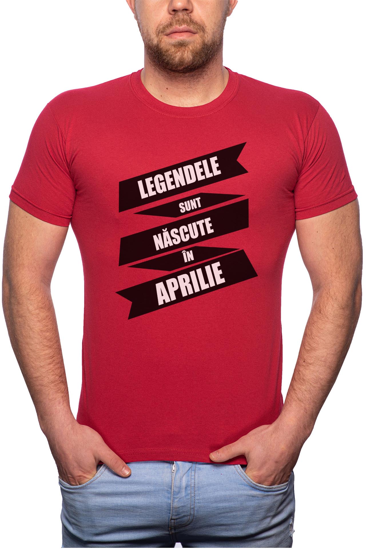 Tricou barbati, Nascute In Aprilie, 100% Bumbac, R90, Rosu Bordeaux