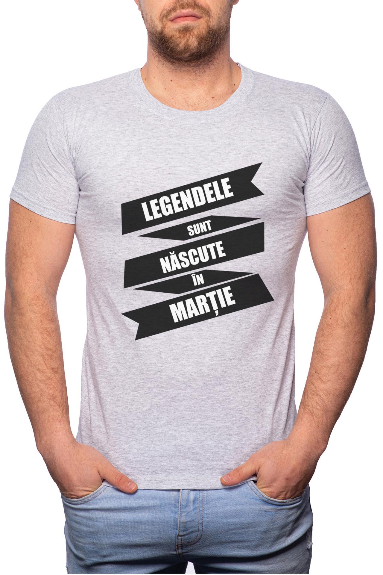 Tricou barbati, Nascute In Martie, 100% Bumbac, GR89, Gri