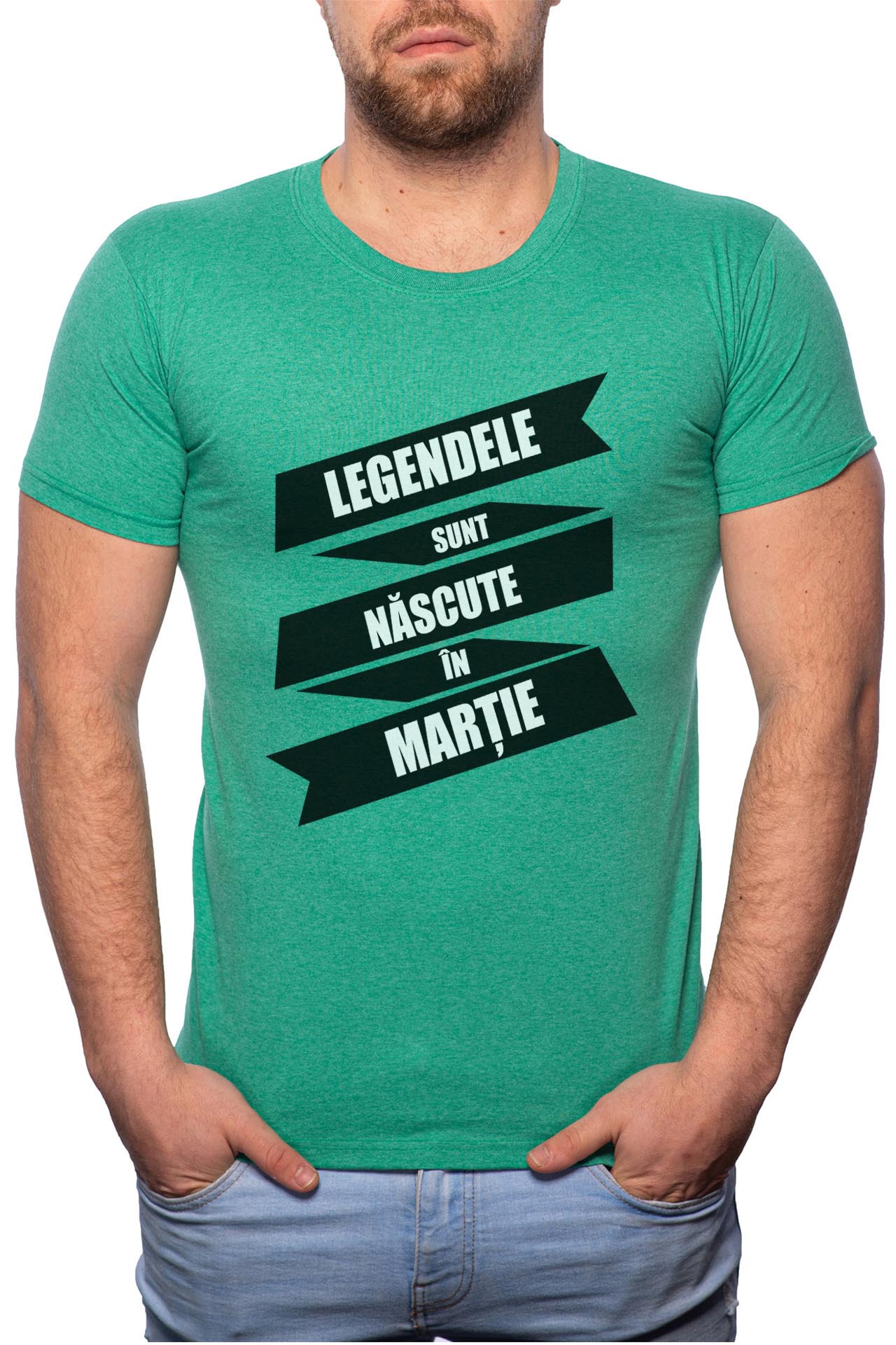 Tricou barbati, Nascute In Martie, 100% Bumbac, G89, Verde