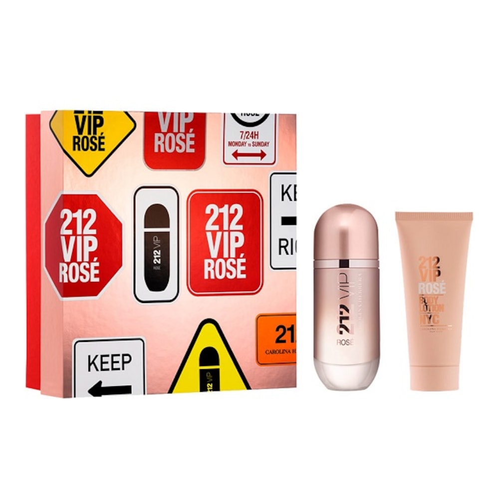 Set Carolina Herrera 212 Vip Rose pentru Femei Apa de Parfum 80 ml si Lotiune de Corp 100 ml
