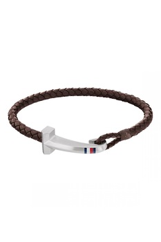 Tommy Hilfiger, Bratara de piele cu design impletit Tommy Hilfiger, Bratara de piele cu design impletit