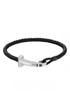 Tommy Hilfiger, Bratara de piele cu design impletit Tommy Hilfiger, Bratara de piele cu design impletit