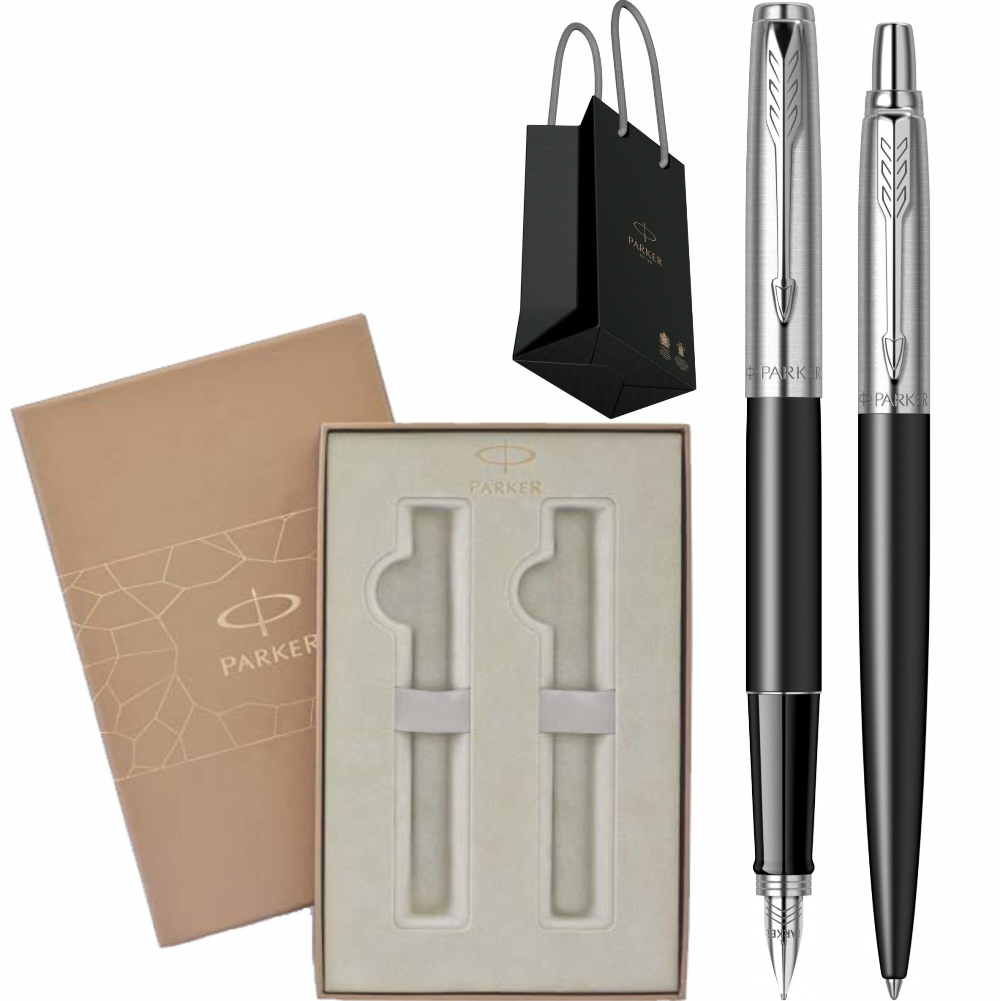 Set Parker Stilou Pix Jotter Royal Bond Street Black CT Personalizat prin Gravura Laser in cutie Premium Duo si punga