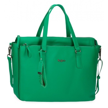 Geanta cu comp laptop/tableta Pepe Jeans Aina, verde Geanta cu comp laptop/tableta Pepe Jeans Aina, verde