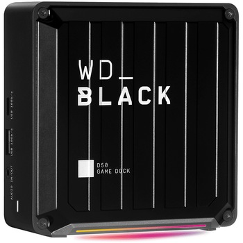 Docking station WD Black D50 Game Dock, Dual Thunderbolt 3, DisplayPort, Audio in/out, Gigabit, iluminare RGB, Negru Docking station WD Black D50 Game Dock, Dual Thunderbolt 3, DisplayPort, Audio in/out, Gigabit, iluminare RGB, Negru