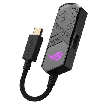 Accesoriu DAC ROG Clavis, RGB, conexiune USB-C la 3.5 mm, microfon AI Noise-Canceling Mic, tehnologie de randare MQA, ESS 9281 QUAD DAC, amplificator audio, iluminare Aura Sync, Negru/Gri Accesoriu DAC ROG Clavis, RGB, conexiune USB-C la 3.5 mm, microfon AI Noise-Canceling Mic, tehnologie de randare MQA, ESS 9281 QUAD DAC, amplificator audio, iluminare Aura Sync, Negru/Gri