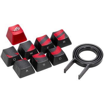 Set taste ROG Gaming Keycap, taste iluminate pe lateral, capace metalice ROG rosii, compatibile Cherry MX, cu instrument de extragere a tastelor, Negru/Rosu Set taste ROG Gaming Keycap, taste iluminate pe lateral, capace metalice ROG rosii, compatibile Cherry MX, cu instrument de extragere a tastelor, Negru/Rosu