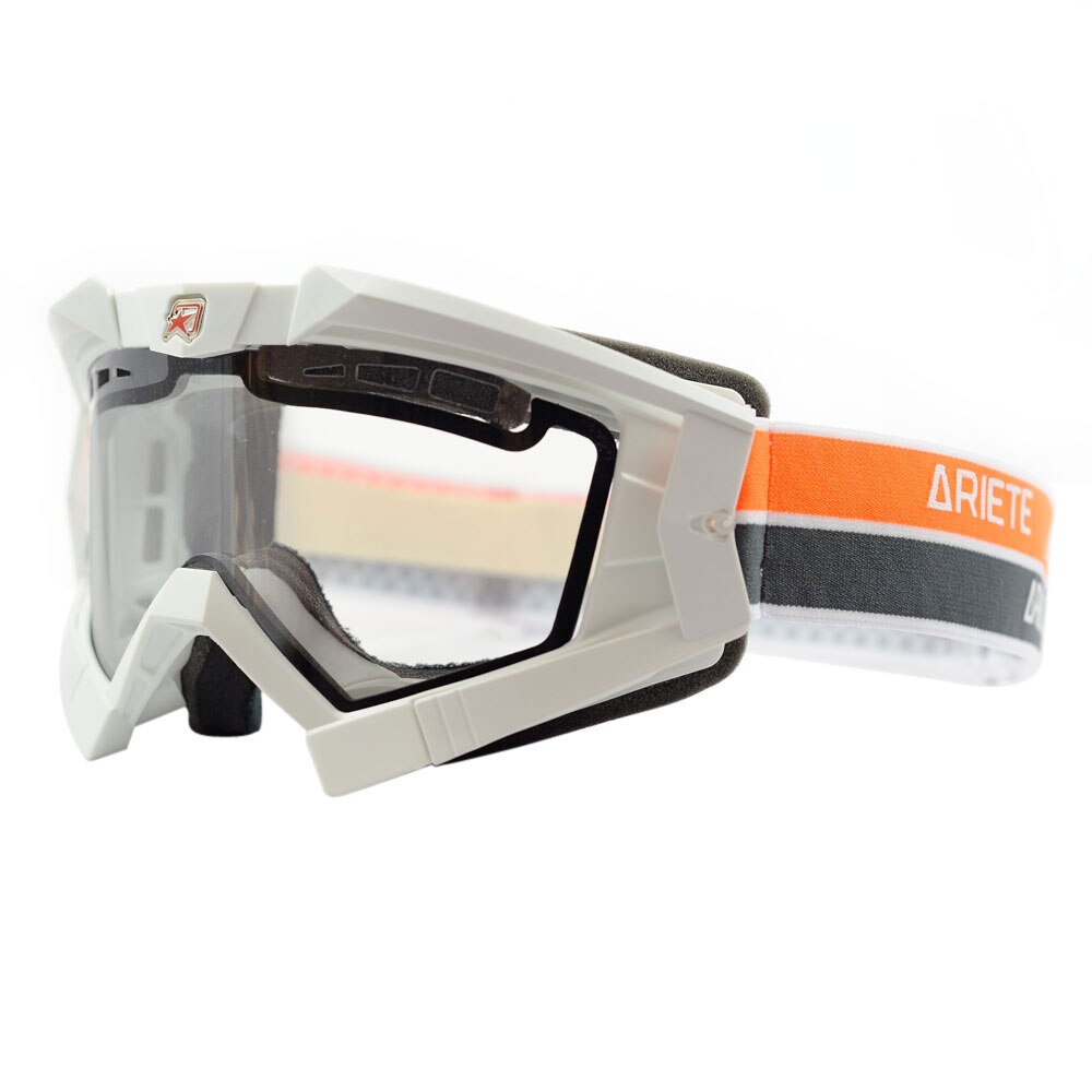 Ochelari offroad Ariete RC FLOW, albi cu viziera ventilata dubla transparenta, fara pini