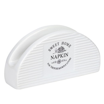 Suport pentru servetele, Zola, din ceramica, Sweet Home, alb Suport pentru servetele, Zola, din ceramica, Sweet Home, alb