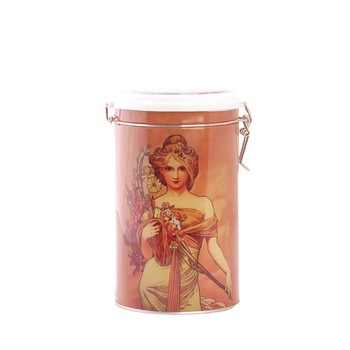 Recipient metalic cu capac ermetic transparent - ALPHONSE MUCHA  Recipient metalic cu capac ermetic transparent - ALPHONSE MUCHA