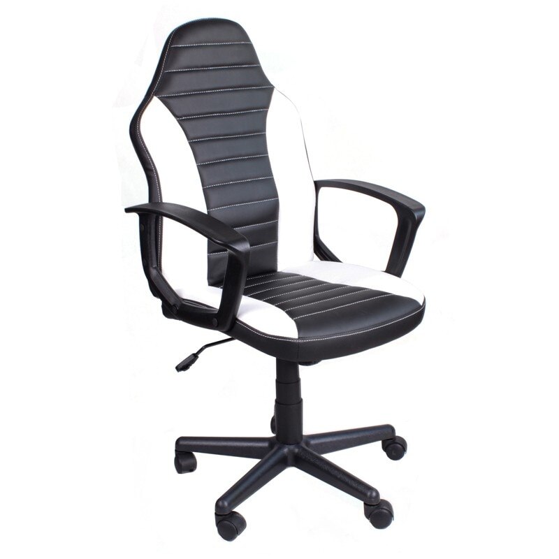 Scaun de birou Sena, Negru-Alb, Piele texturata fin rezistenta