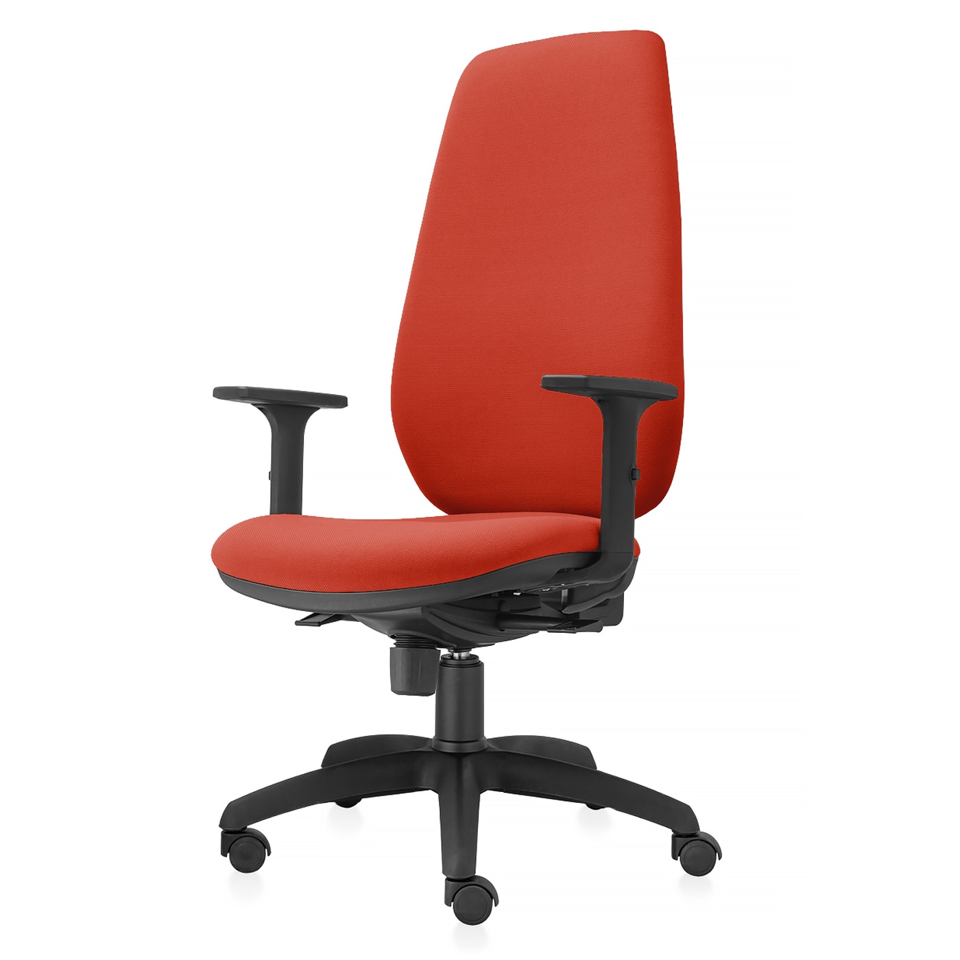 Scaun ergonomic de birou TRAFFIC CHAIRS START PRO, tapiterie sezut si spatar textil, Portocaliu inchis, spatar inalt reglabil pe inaltime, mecanism multiblock, brate reglabile