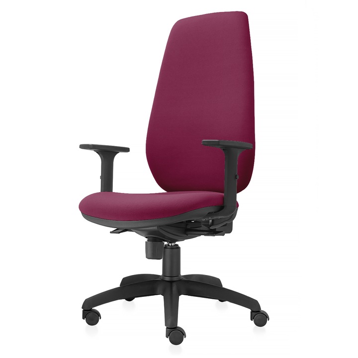 Scaun ergonomic de birou TRAFFIC CHAIRS START PRO, tapiterie sezut si spatar textil, Bordo, spatar inalt reglabil pe inaltime, mecanism multiblock, brate reglabile