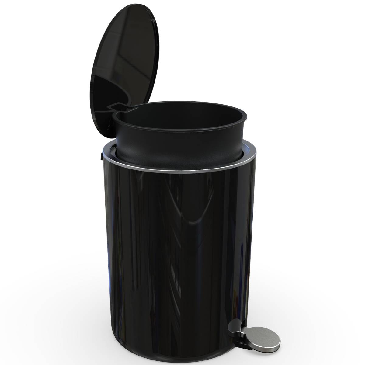 Cos de gunoi cu pedala, LENOX, 5 L, Negru, Ø21 x 28 cm