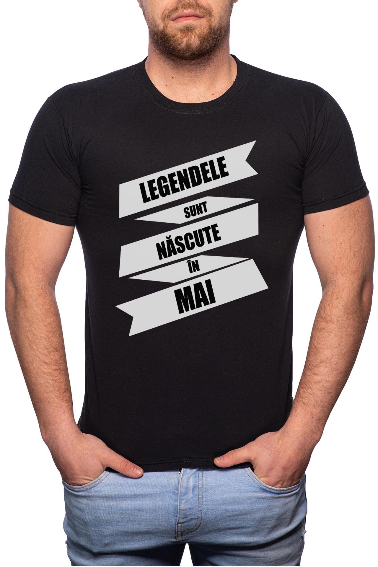 Tricou barbati, Nascute In Mai, 100% Bumbac, B91, Negru