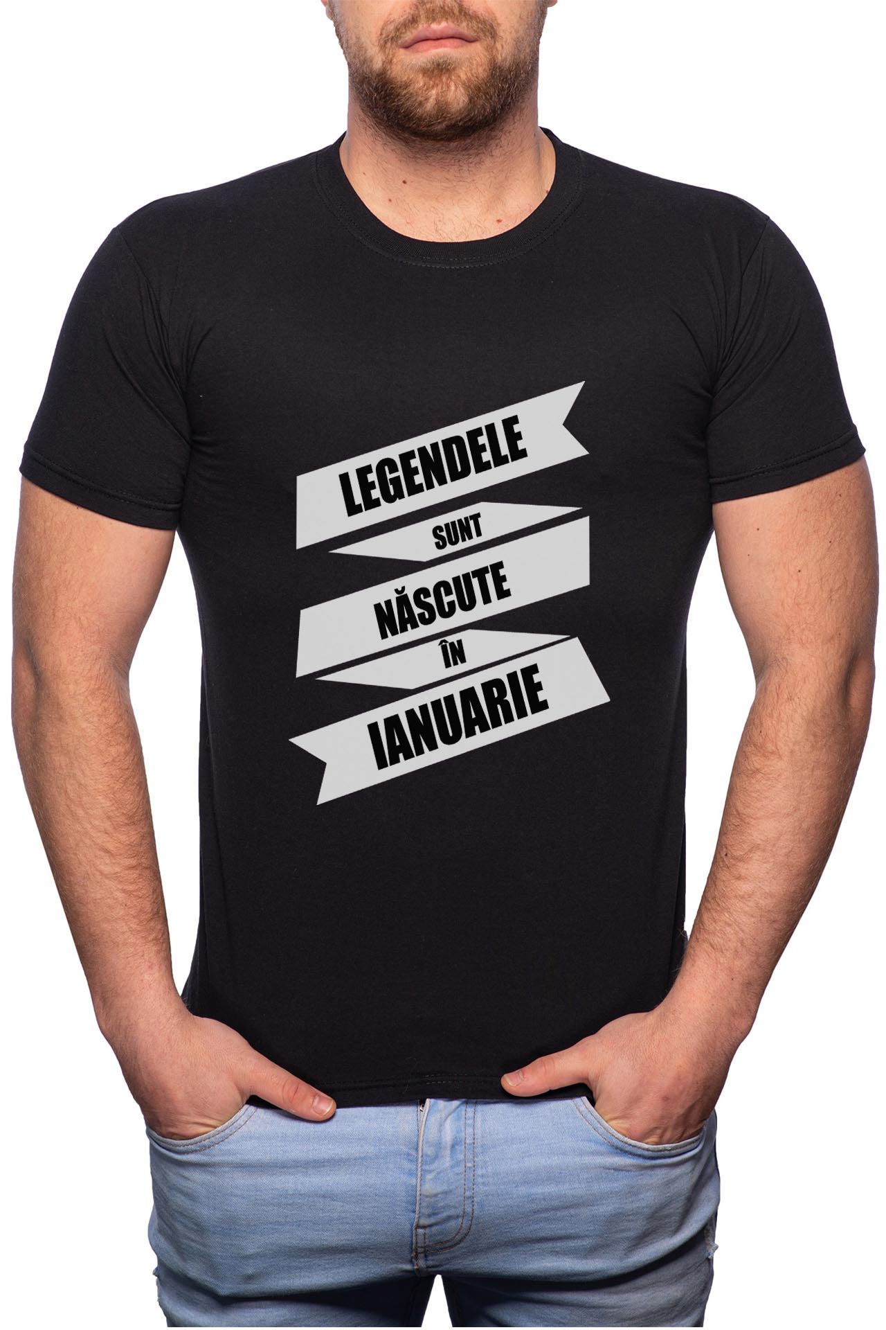 Tricou barbati, Nascute In Ianuarie, 100% Bumbac, B87, Negru