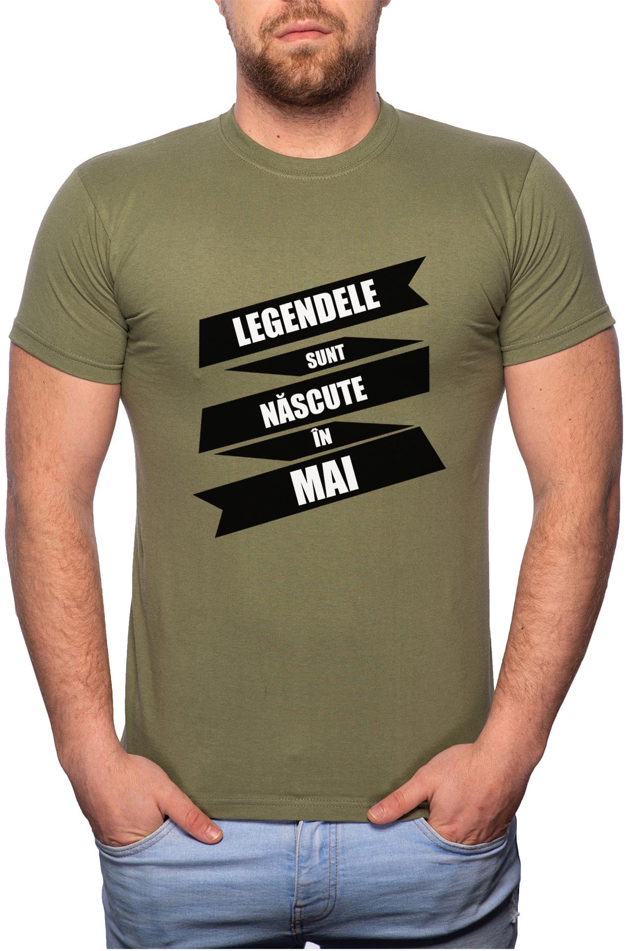 Tricou barbati, Nascute In Mai, 100% Bumbac, GM91, Verde militar