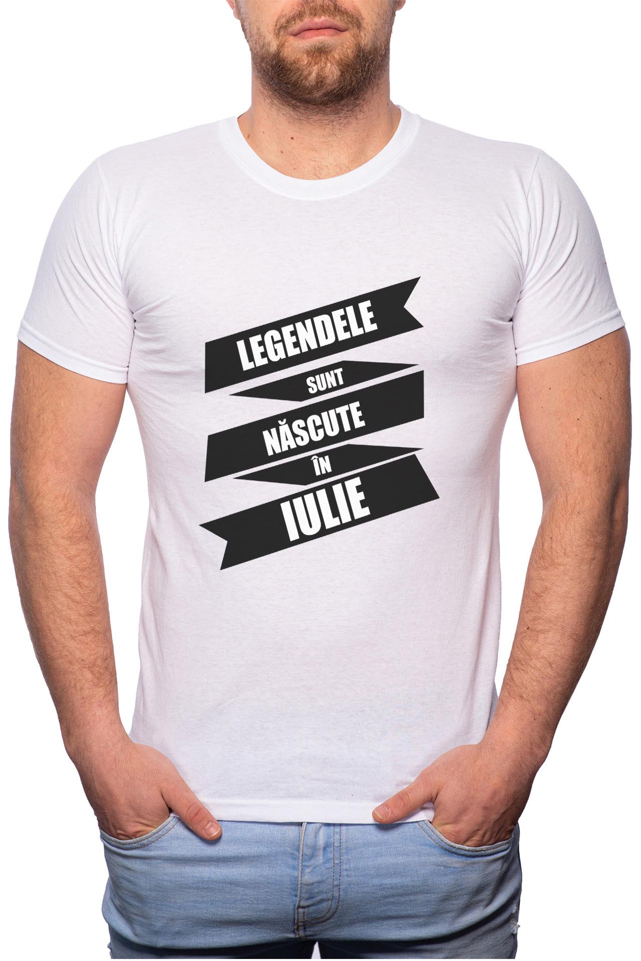 Tricou barbati, Nascute In Iulie, 100% Bumbac, W92, Alb