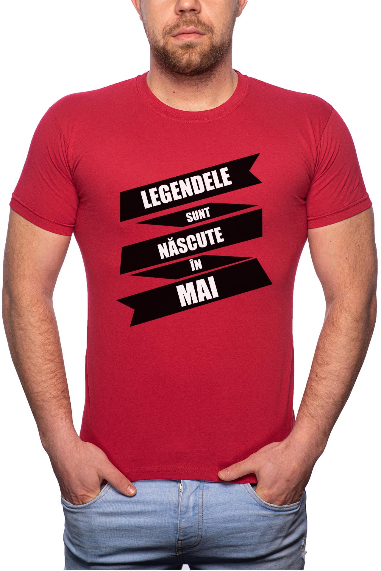 Tricou barbati, Nascute In Mai, 100% Bumbac, R91, Rosu Bordeaux