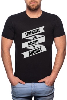 Tricou barbati, Nascute In August, 100% Bumbac, B93, Negru Tricou barbati, Nascute In August, 100% Bumbac, B93, Negru