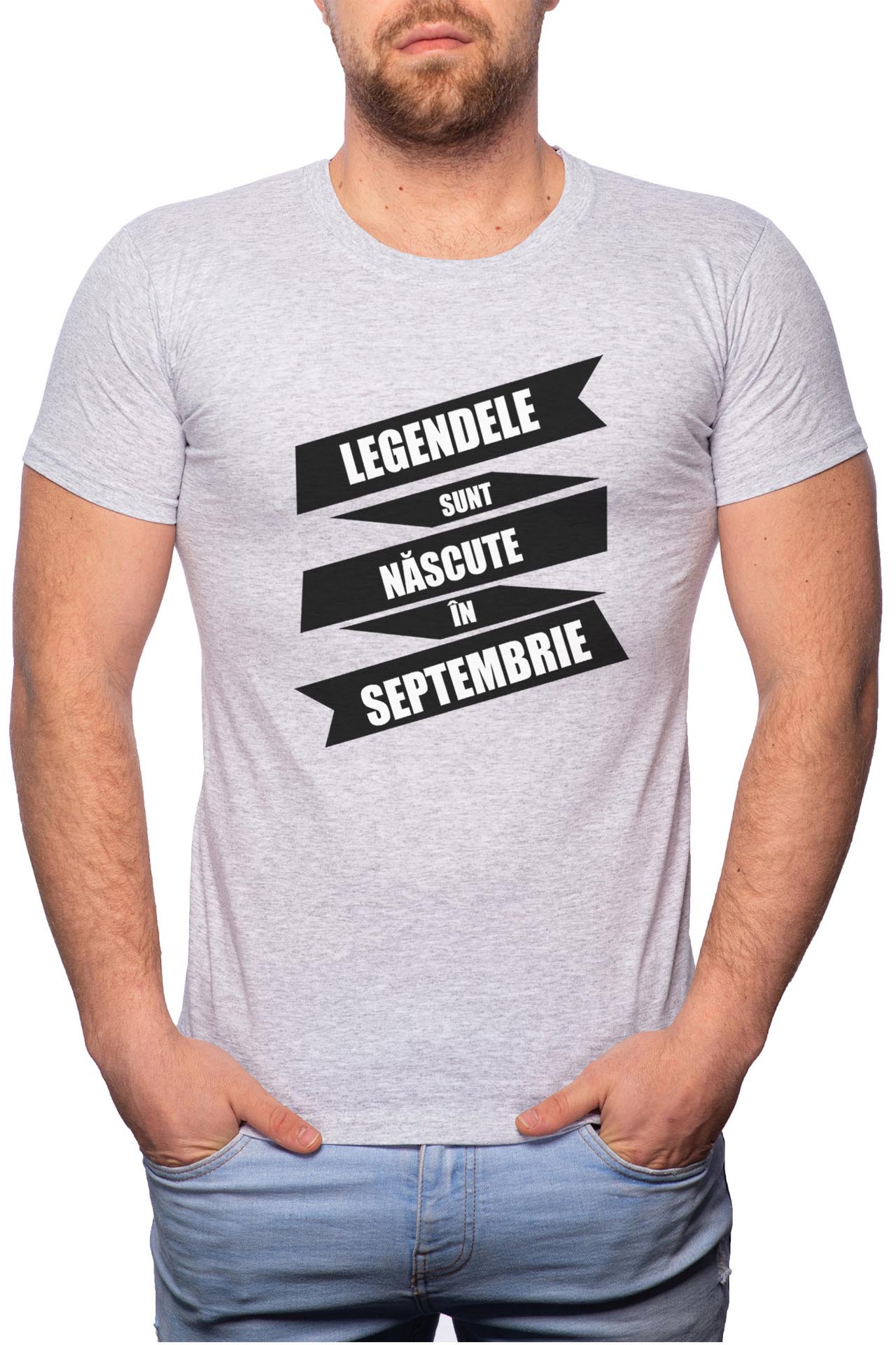 Tricou barbati, Nascute In Septembrie, 100% Bumbac, GR94, Gri