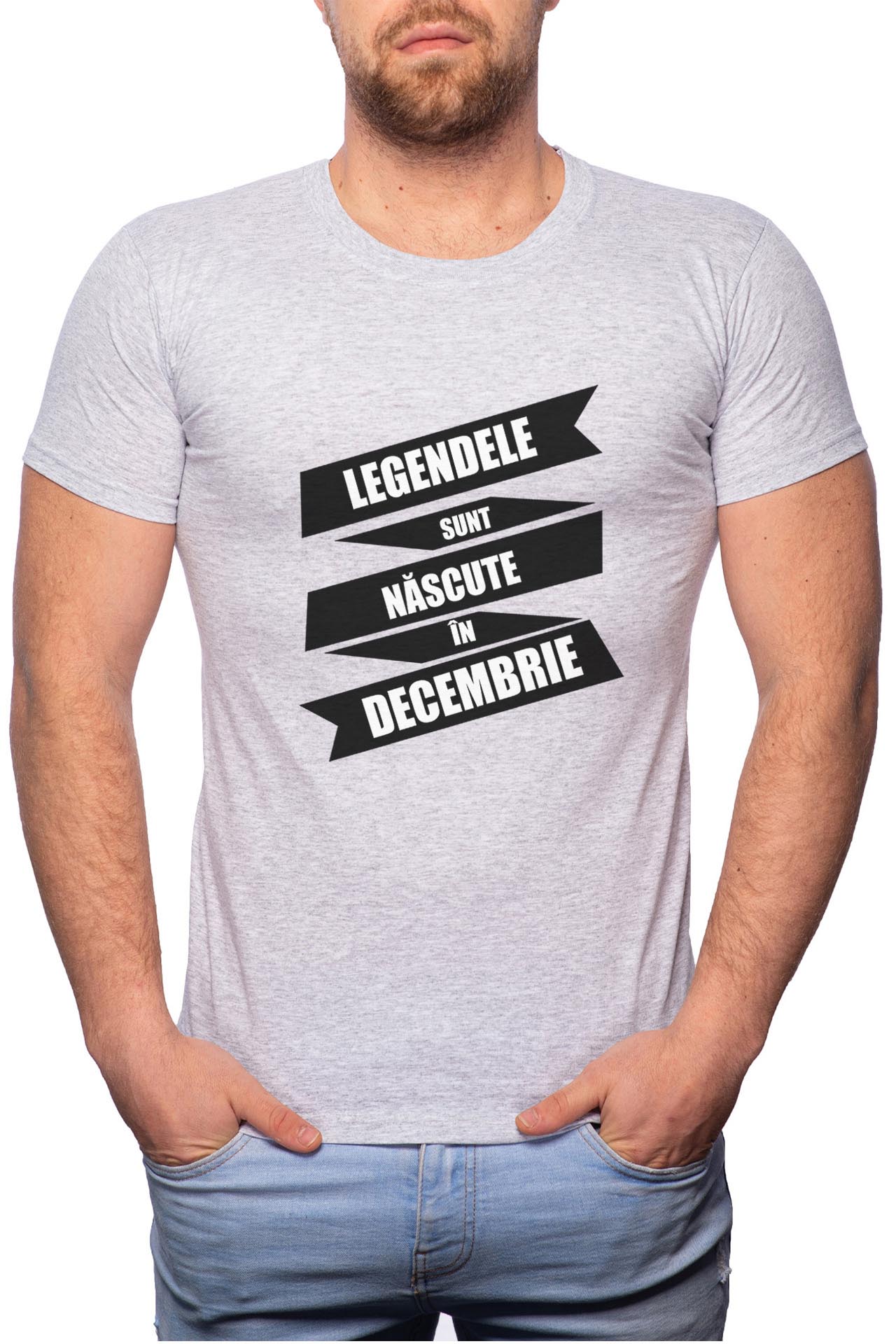Tricou barbati, Nascute In Decembrie, 100% Bumbac, GR86, Gri