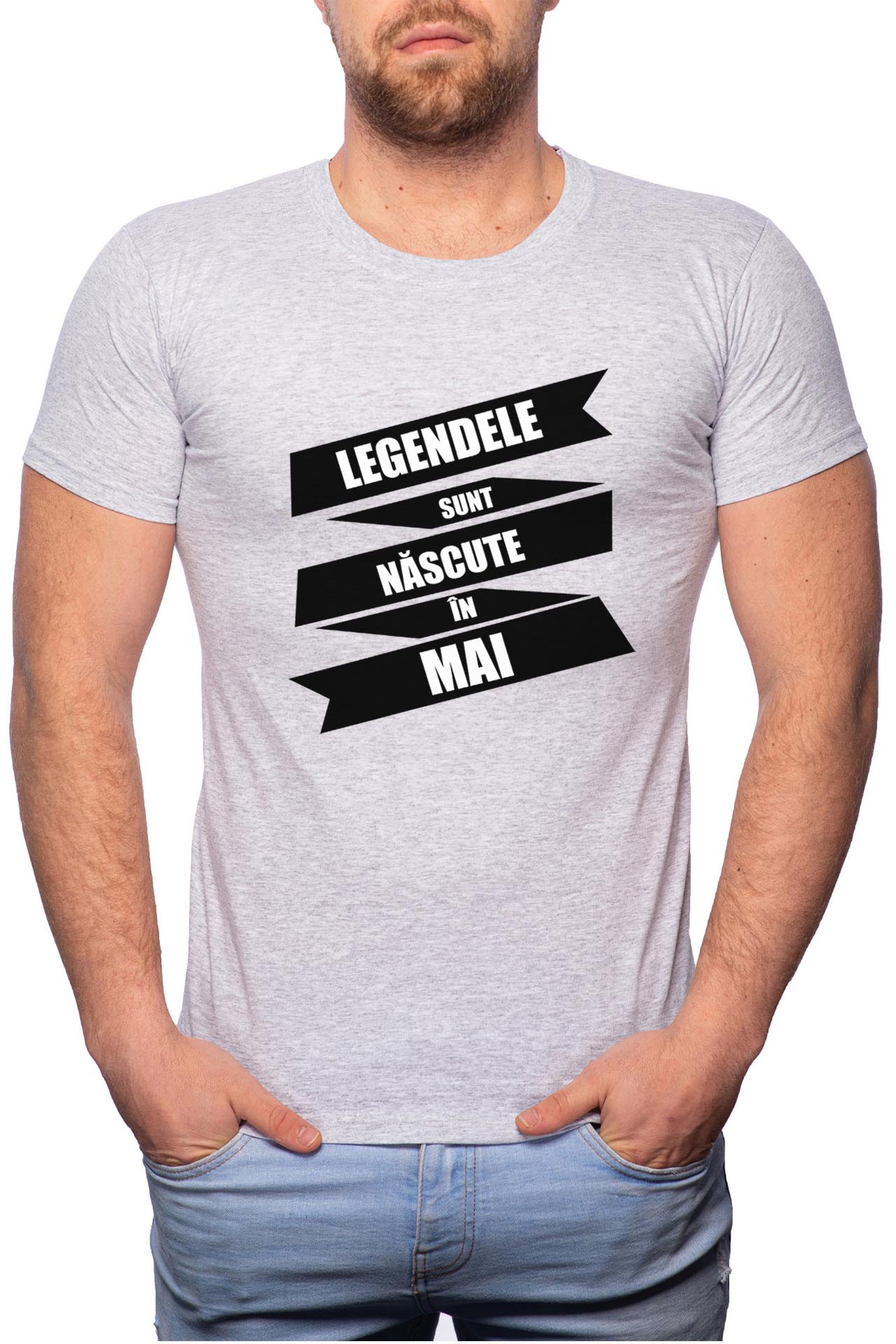 Tricou barbati, Nascute In Mai, 100% Bumbac, GR91, Gri