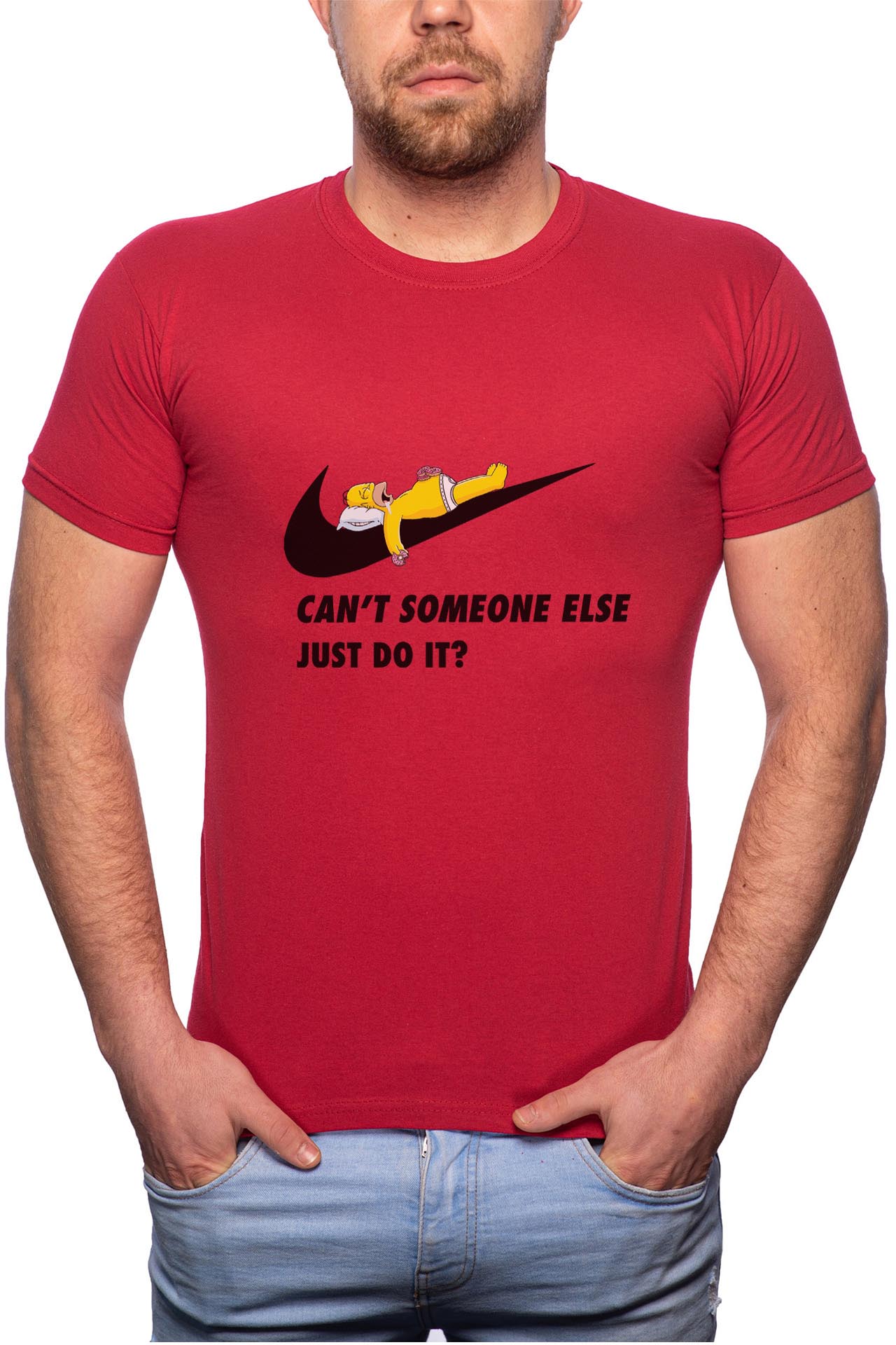 Tricou barbati, The Simpsons Just Do It, 100% Bumbac, R95, Rosu Bordeaux