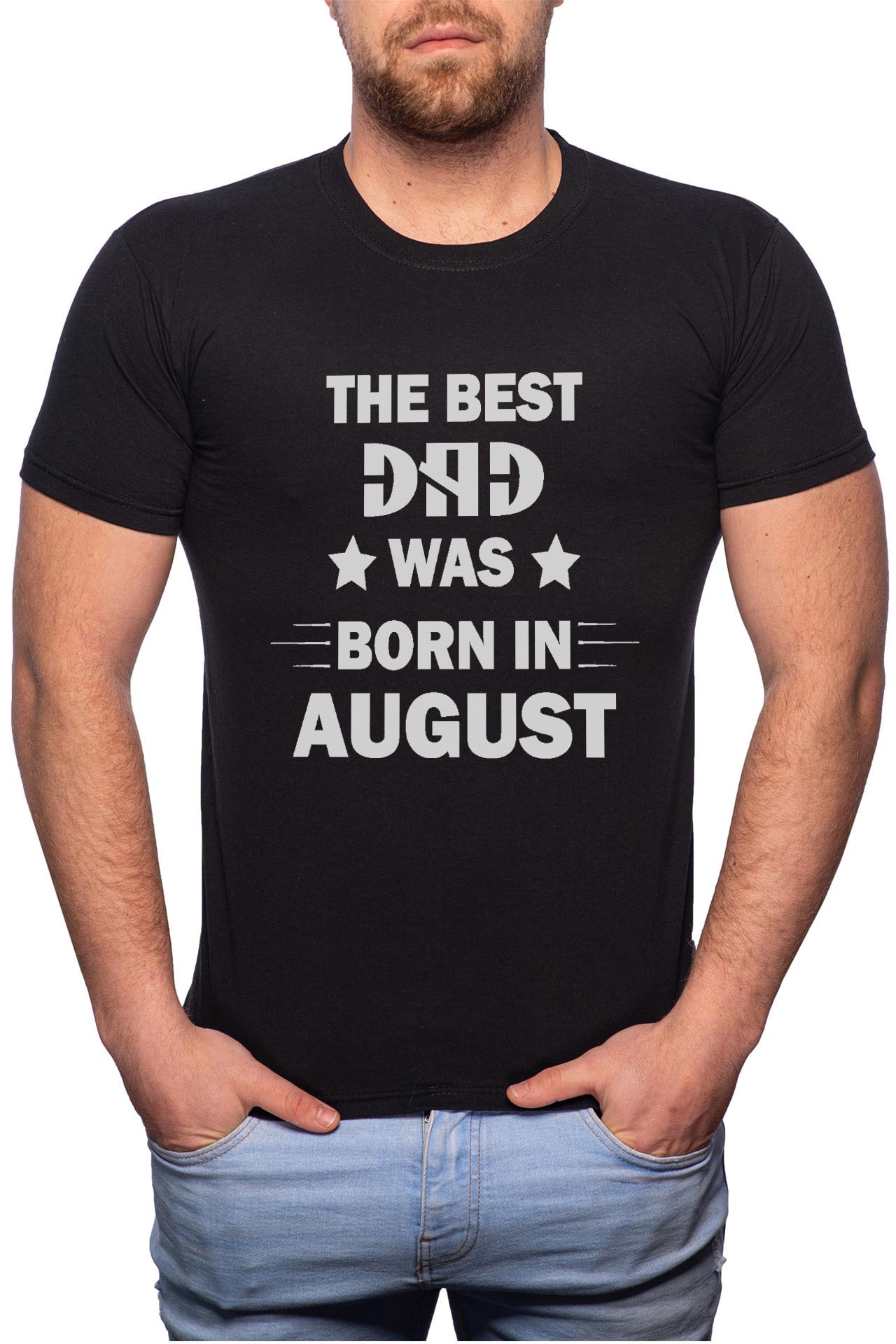 Tricou barbati, Born In August, 100% Bumbac, B98, Negru