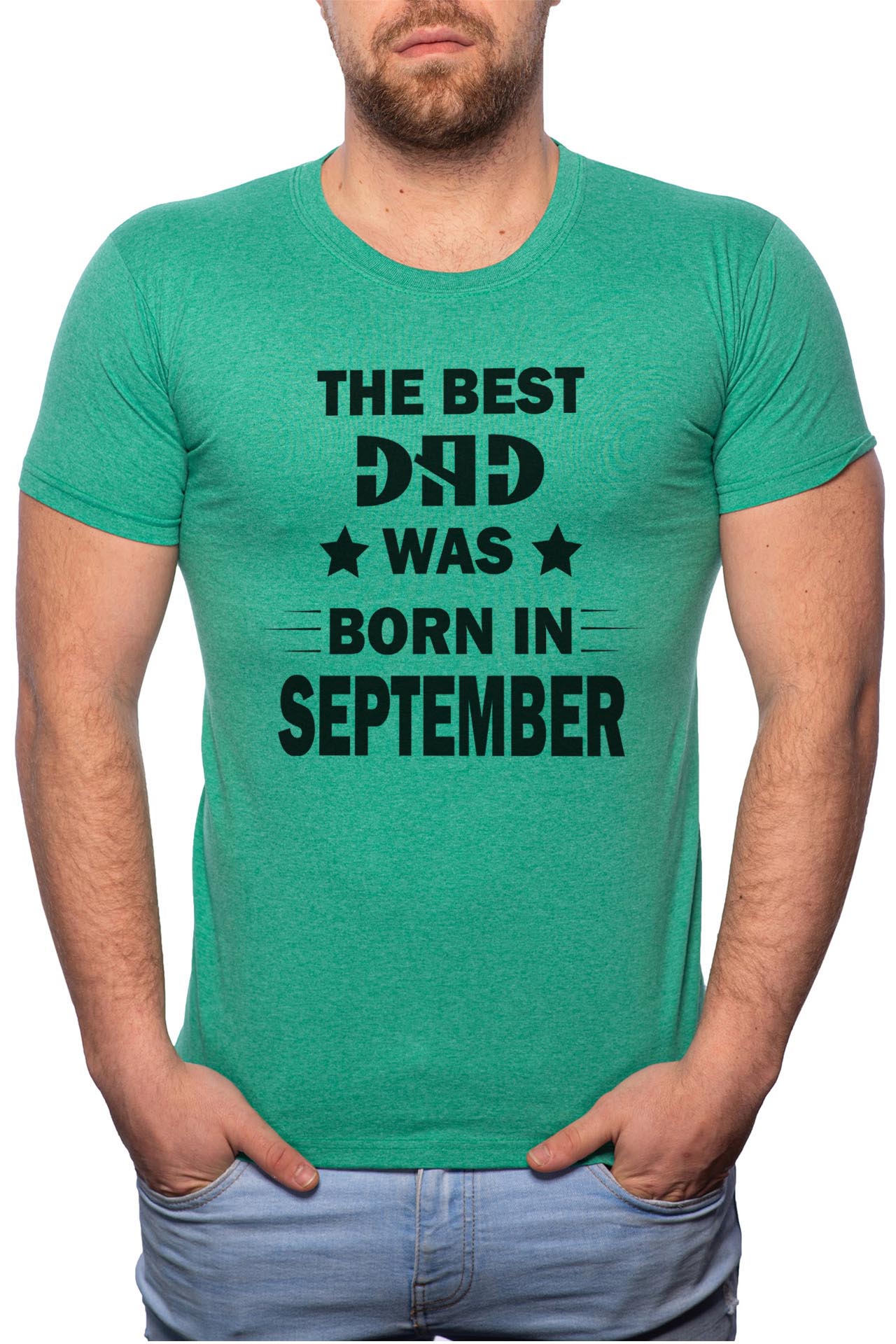 Tricou barbati, Born In September, 100% Bumbac, G99, Verde