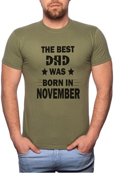 Tricou barbati, Born In November, 100% Bumbac, GM100, Verde militar Tricou barbati, Born In November, 100% Bumbac, GM100, Verde militar