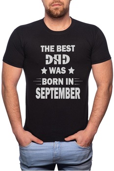 Tricou barbati, Born In September, 100% Bumbac, B99, Negru Tricou barbati, Born In September, 100% Bumbac, B99, Negru