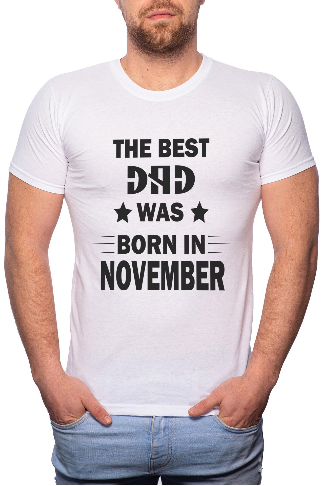 Tricou barbati, Born In November, 100% Bumbac, W100, Alb