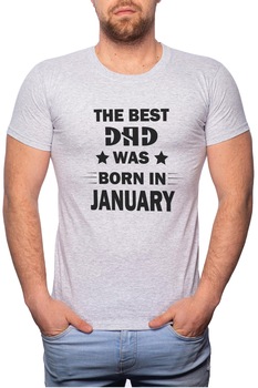 Tricou barbati, Born In January, 100% Bumbac, GR103, Gri Tricou barbati, Born In January, 100% Bumbac, GR103, Gri