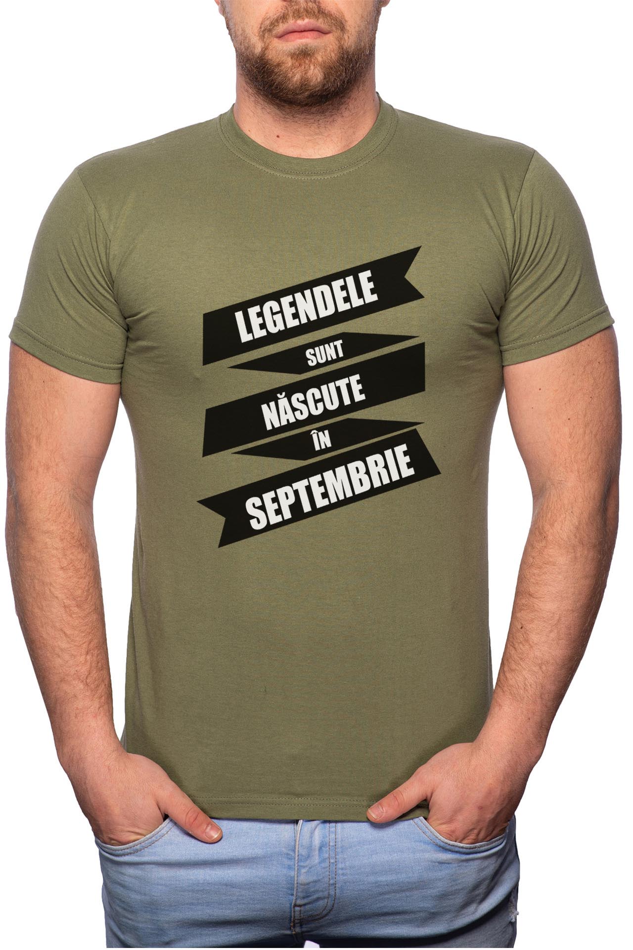 Tricou barbati, Nascute In Septembrie, 100% Bumbac, GM94, Verde militar