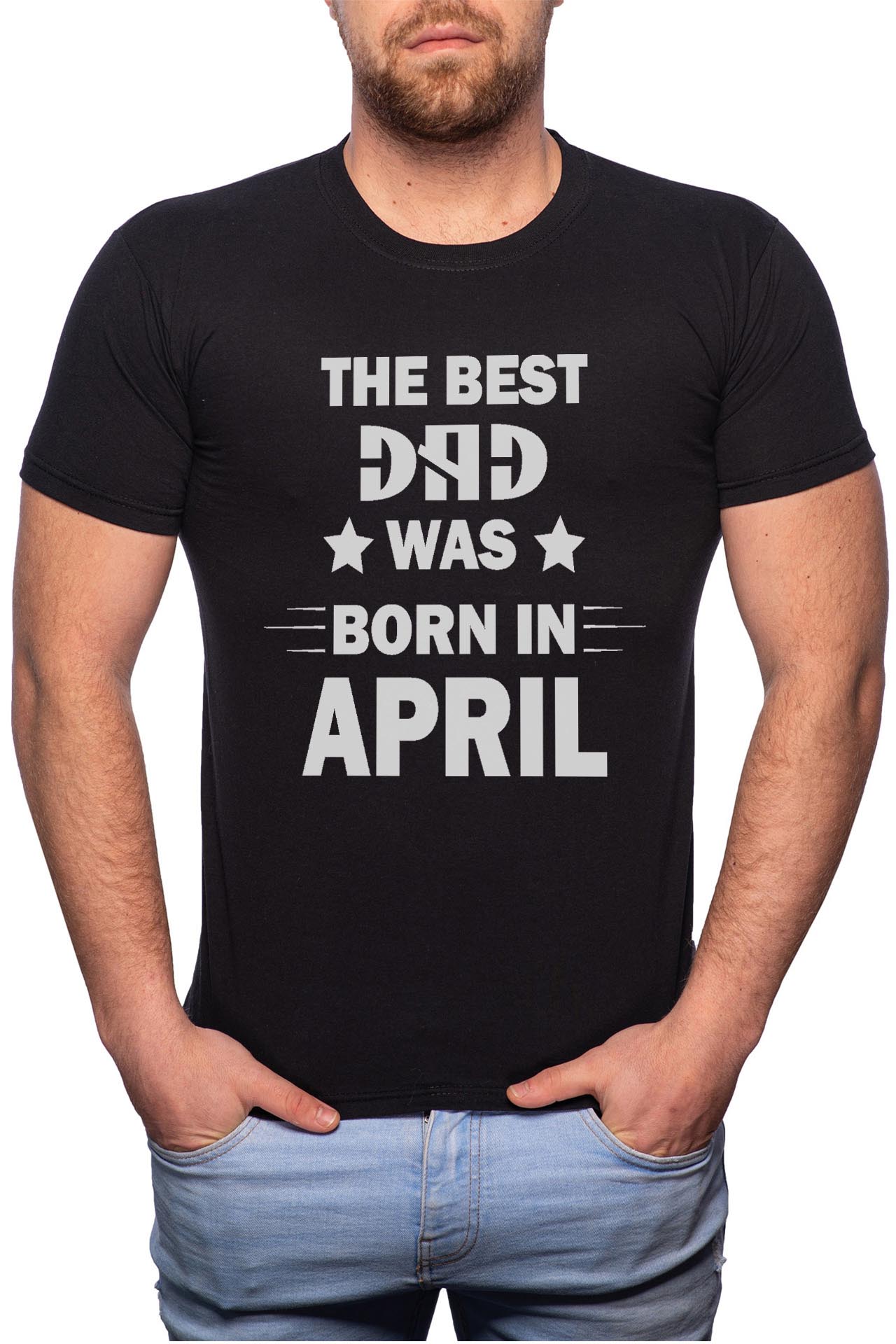 Tricou barbati, Born In April, 100% Bumbac, B106, Negru