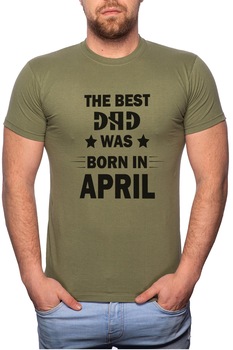 Tricou barbati, Born In April, 100% Bumbac, GM106, Verde militar Tricou barbati, Born In April, 100% Bumbac, GM106, Verde militar