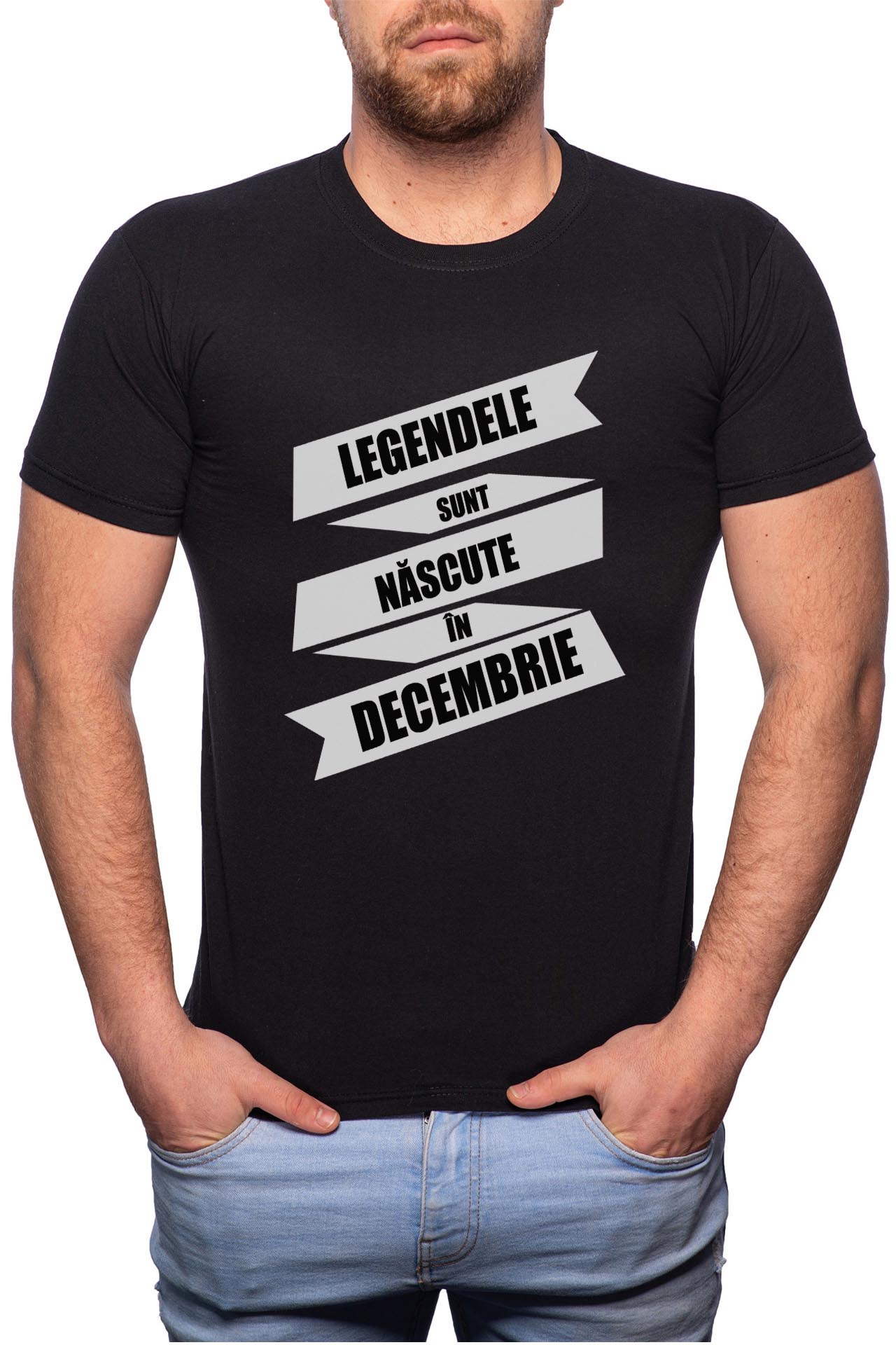 Tricou barbati, Nascute In Decembrie, 100% Bumbac, B86, Negru