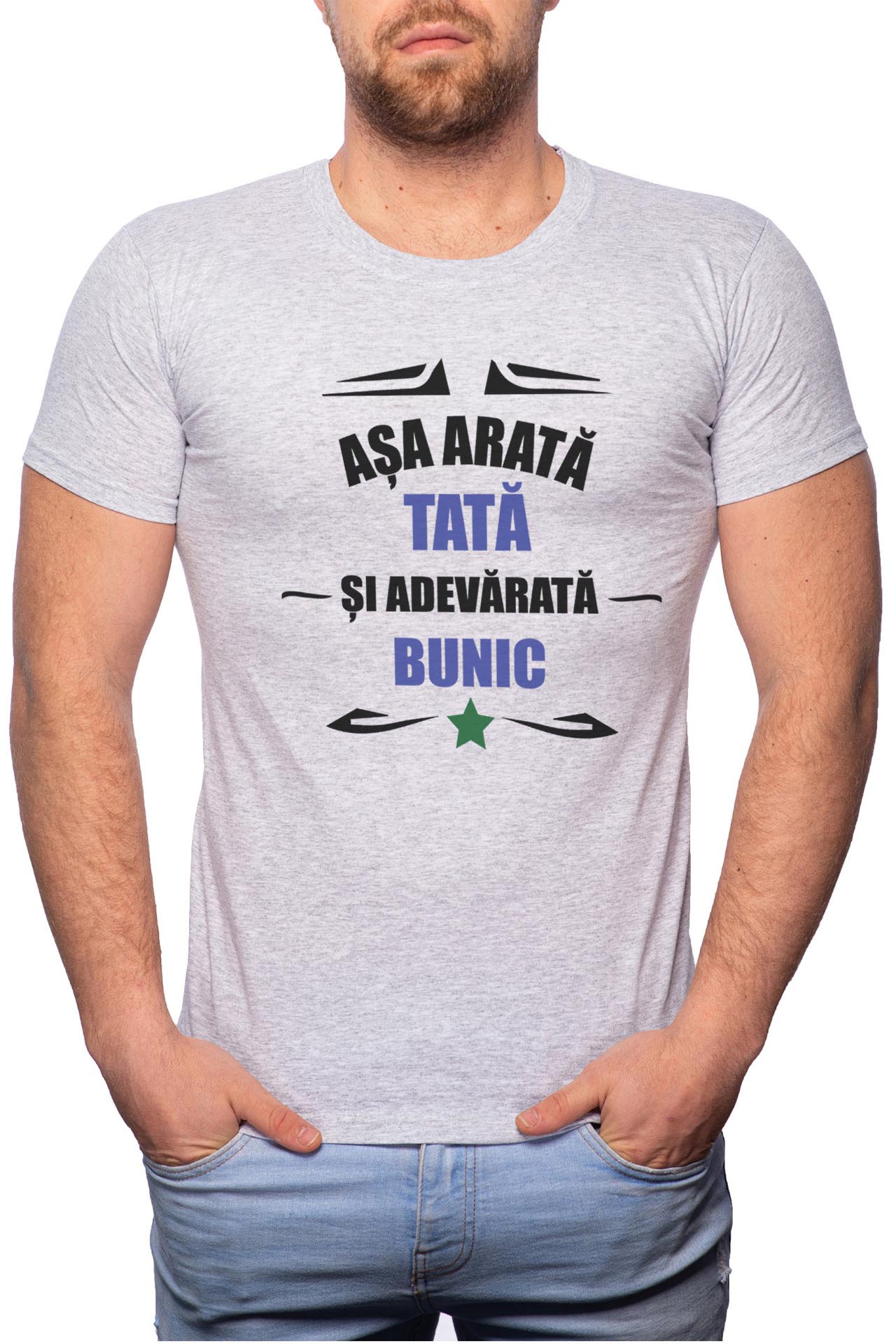 Tricou barbati, Bunic, 100% Bumbac, GR79, Gri